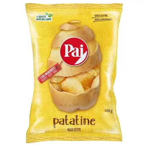5x Patatine Pai Maxi Fette 500g – Croccanti, Trasparenti, Senza Glutine