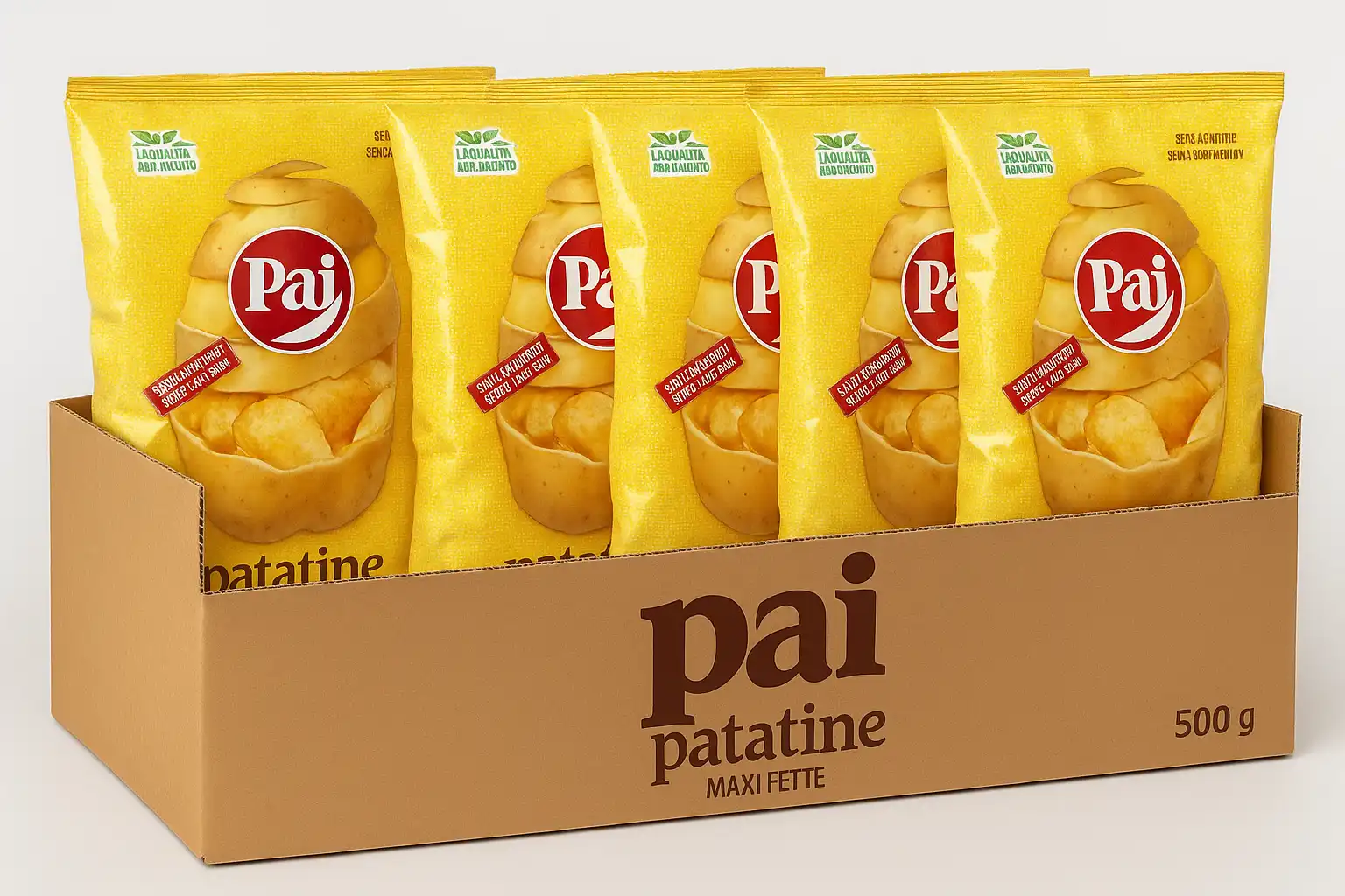 5x Patatine Pai Maxi Fette 500g – Croccanti, Trasparenti, Senza Glutine