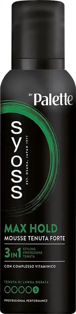 Syoss Palette Max Hold Mousse Tenuta Forte 250ml Spuma Capelli Ricci 3in1
