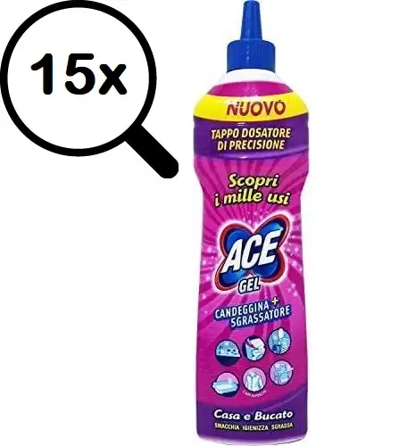 15x ACE Gel Candeggina Sgrassatore 500ml – Pulizia Casa & Bucato Multiuso