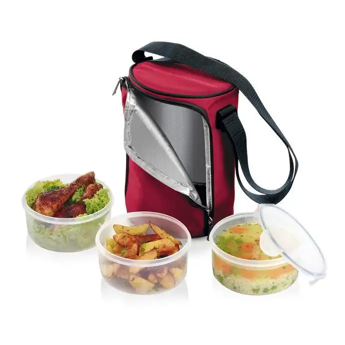 Borsa Termica Isolante Per Alimenti Con 3 Contenitori Inclusi da 1.5L Bordeaux
