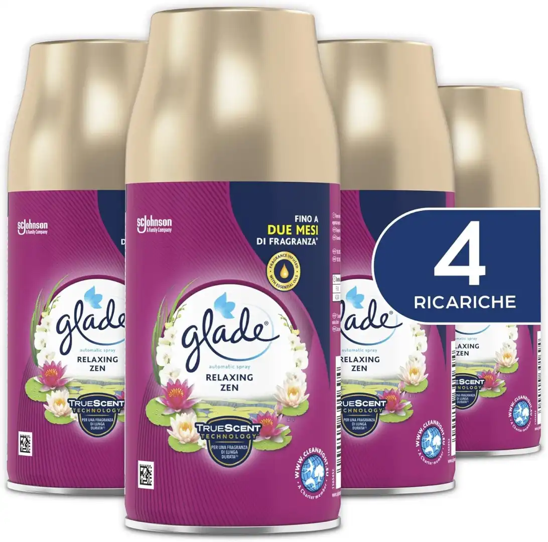 4 Ricariche Glade Automatic Spray Relaxing Zen 269ml Profumatore Ambienti