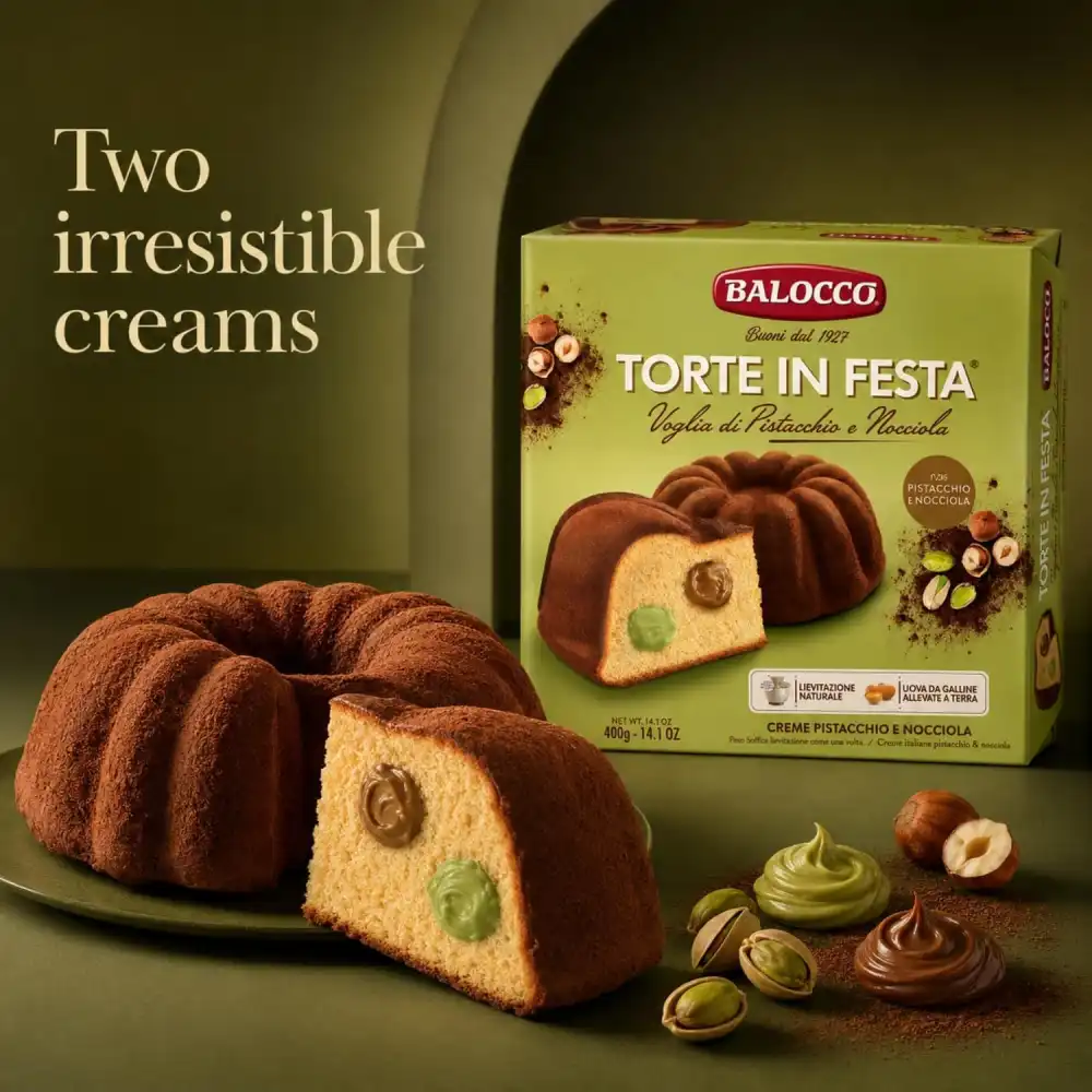 Torta Pistacchio e Nocciola 400g Balocco Doppia Crema Dolce Soffice Dessert XL