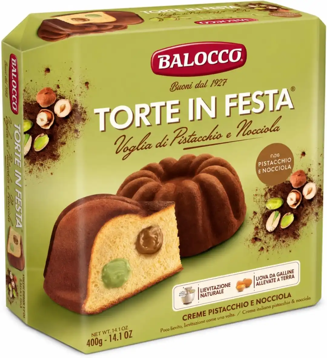 Torta Pistacchio e Nocciola 400g Balocco Doppia Crema Dolce Soffice Dessert XL