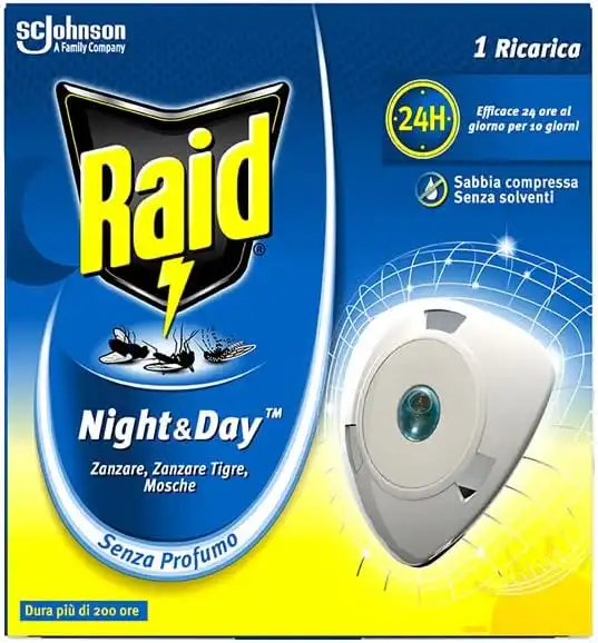12X Raid Night&Day Ricarica Diffusore Antizanzare Tigre e Comune Senza Profumo