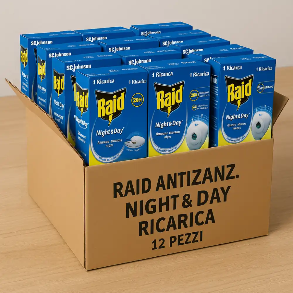 12X Raid Night&Day Ricarica Diffusore Antizanzare Tigre e Comune Senza Profumo