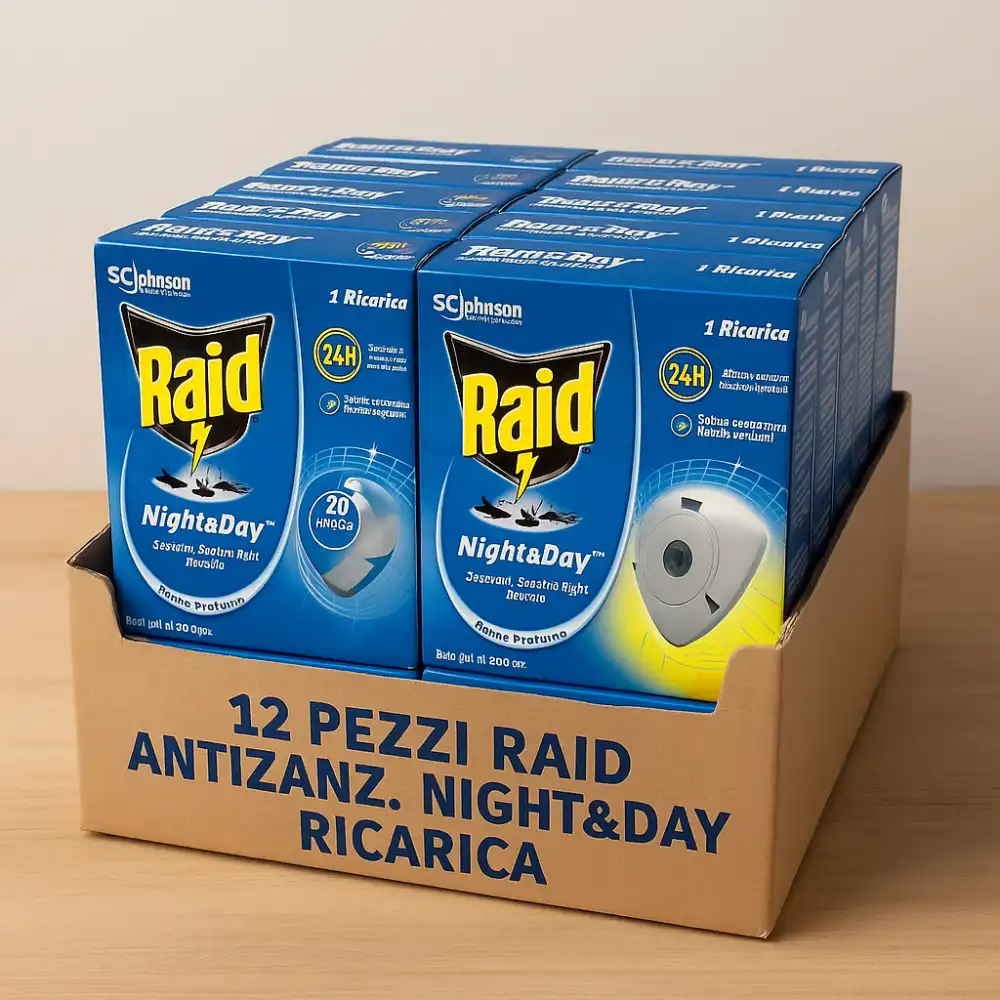 12X Raid Night&Day Ricarica Diffusore Antizanzare Tigre e Comune Senza Profumo