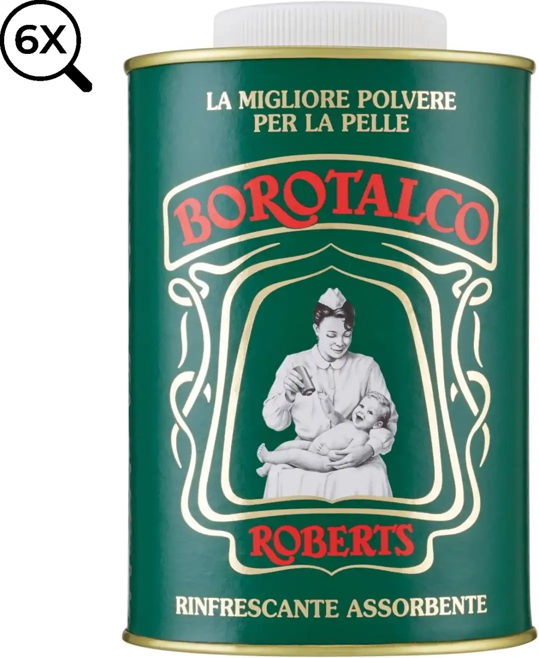6x Borotalco Roberts Talco Barattolo da 500 gr - 6 Confezioni