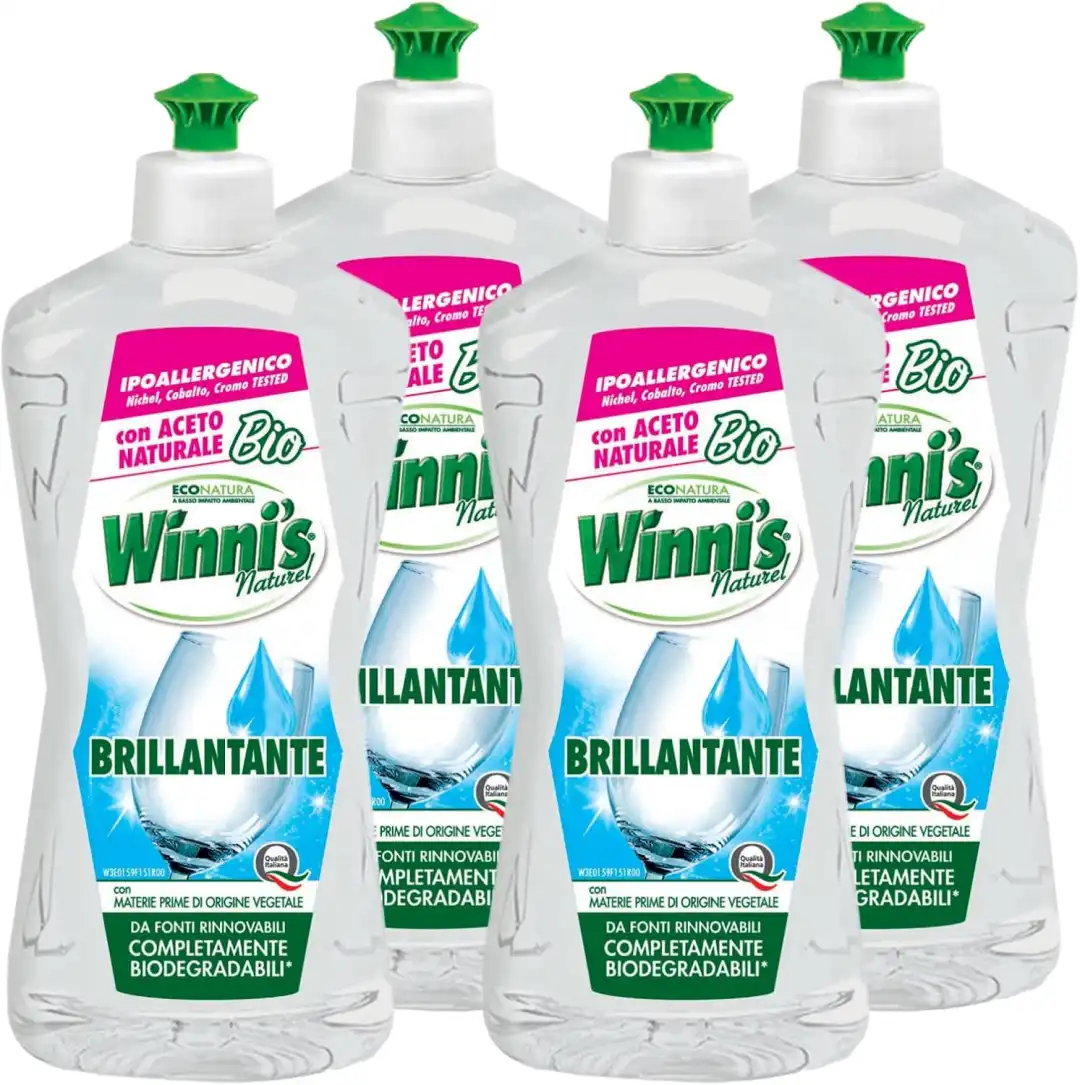 Winni's Naturel Brillantante per Lavastoviglie, Aceto Bio 4x250ml Ipoallergenico
