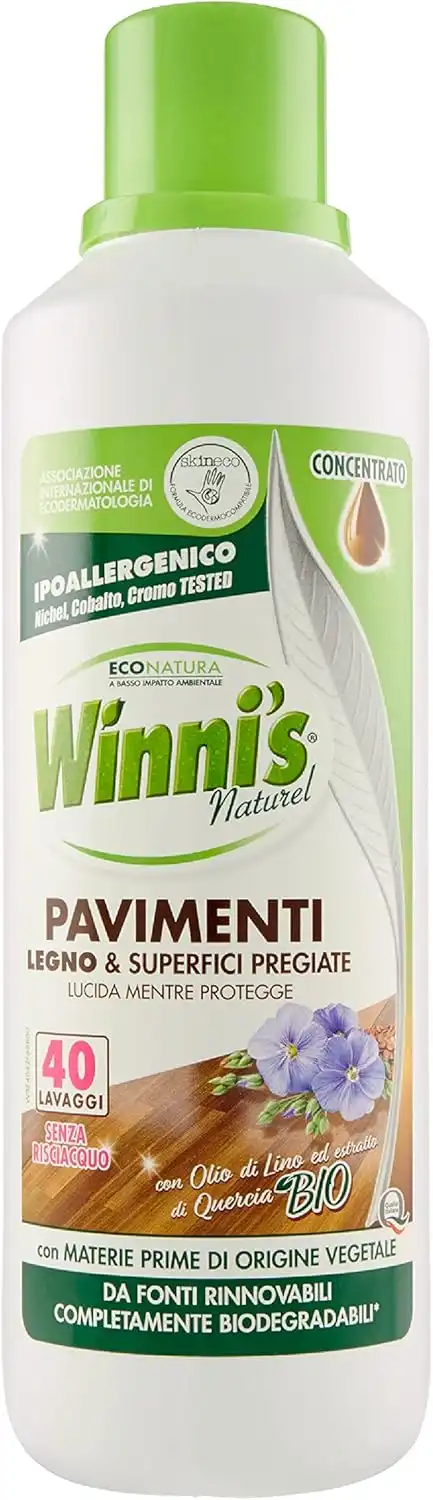12x Winni's - Detersivo Pavimenti Parquet, Legno e Superfici Pregiate 12x1lt