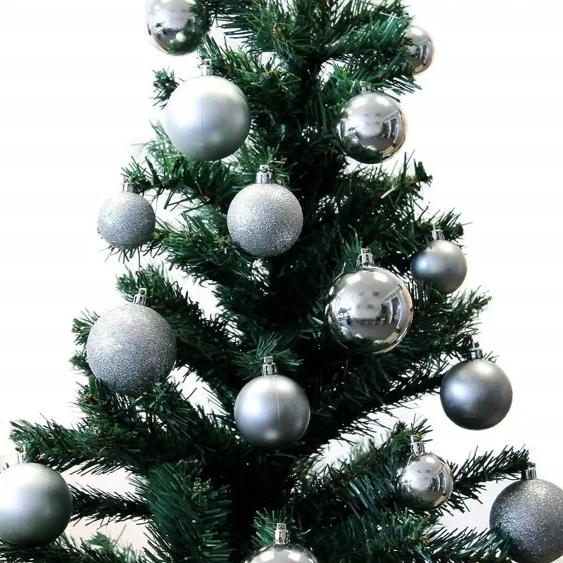Set Palle Di Natale 70 Palline Color Argento Silver Decorazioni Albero Natale