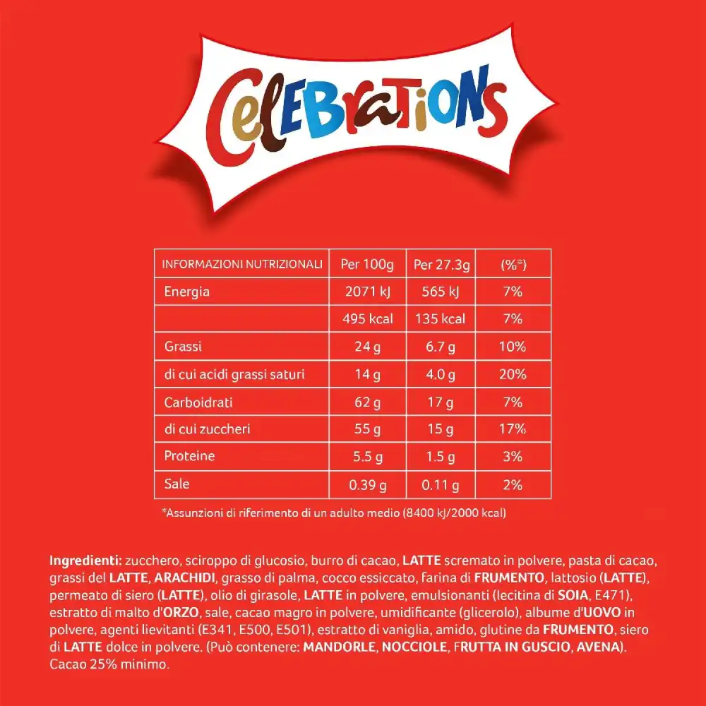 Celebrations Mars Calendario dell'Avvento Snack Assortiti al Cioccolato 215gr