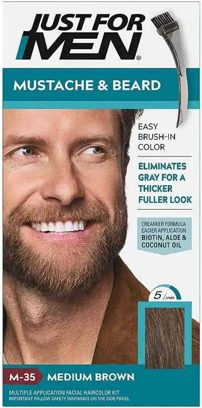 Just For Men Barba e Baffi M-35 Castano Medio 6 Kit Colore Permanente Uomo