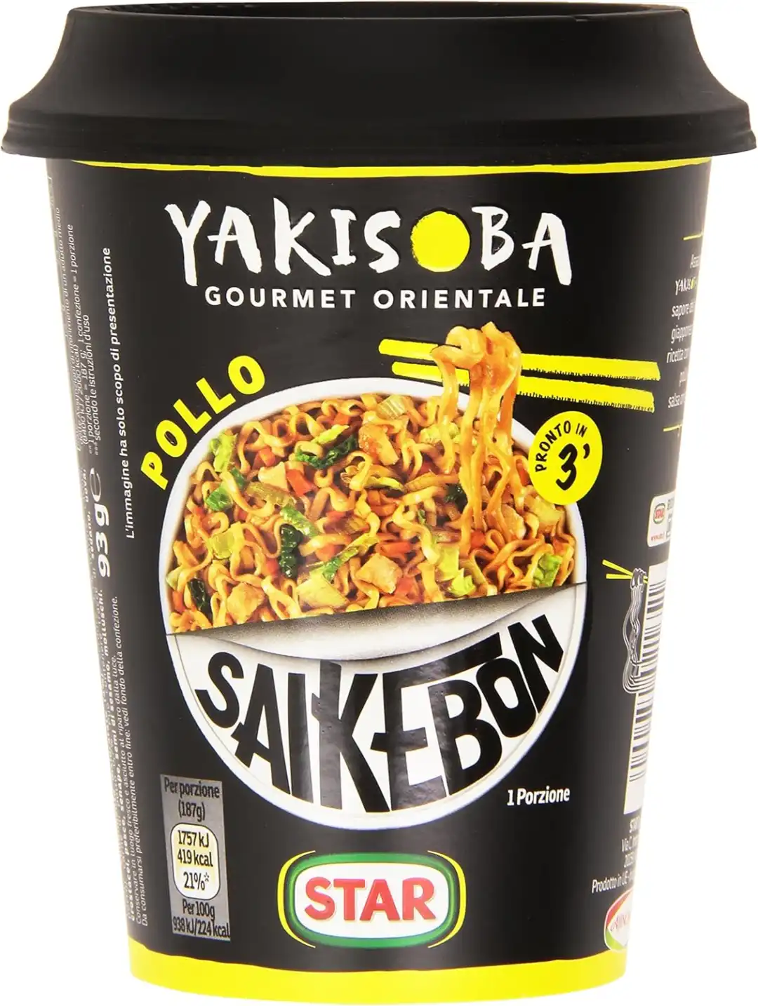 Star Saikebon Yakisoba al Pollo – 4 Confezioni da 93g, Pronto in 3 Minuti