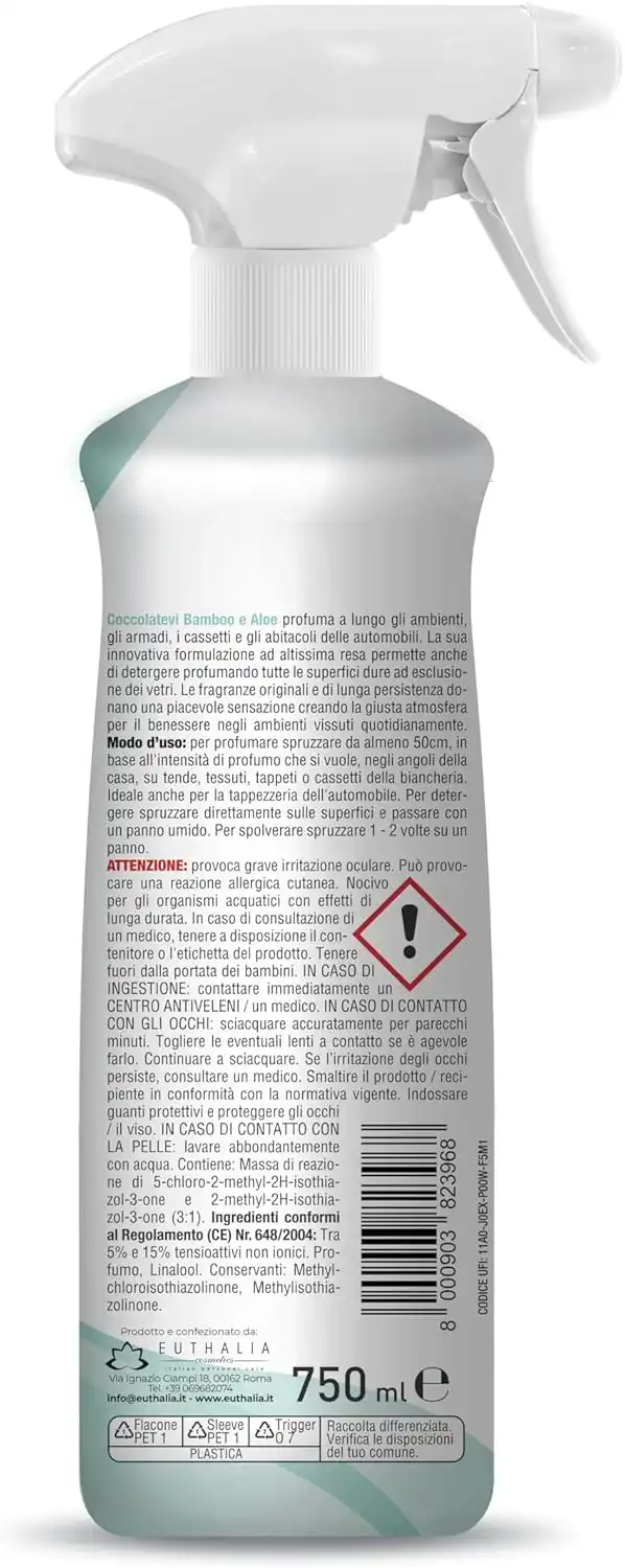 COCCOLATEVI Profumatore Ambiente Bamboo e Aloe 750ml X6 - Casa e Auto