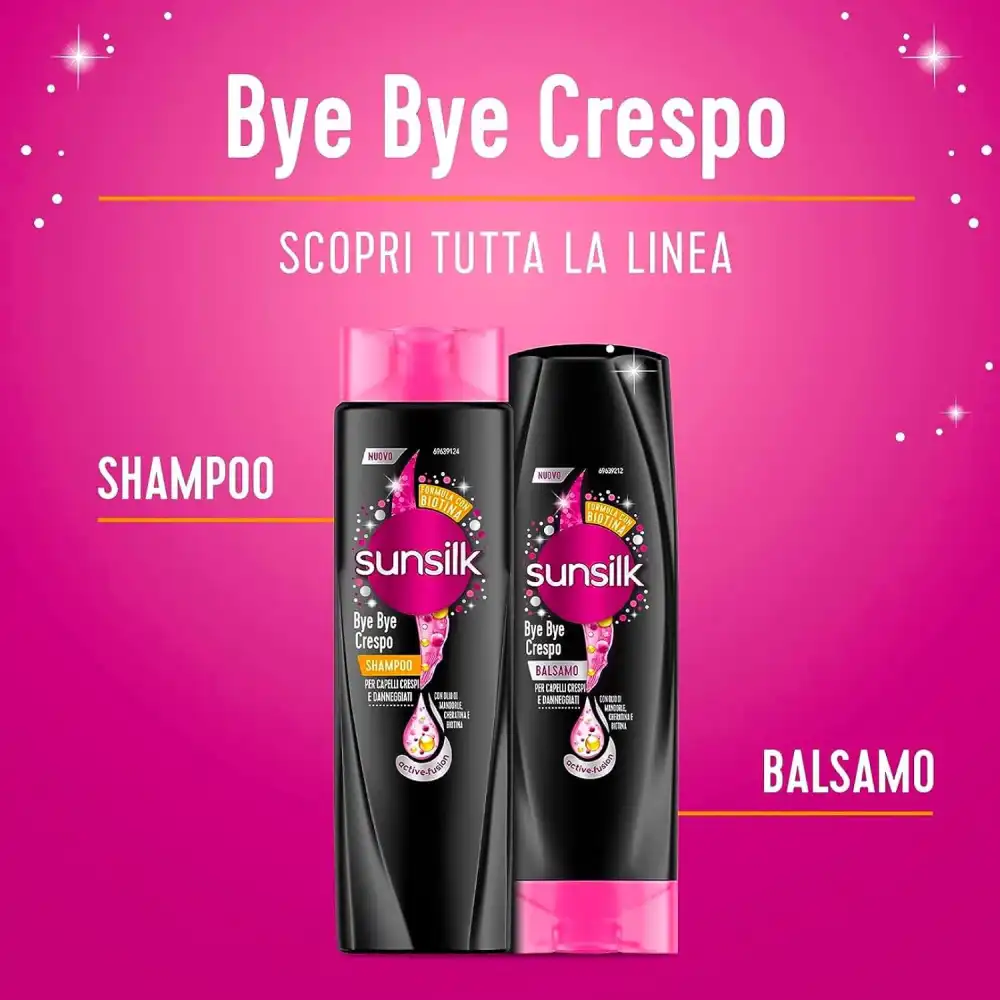 5x Sunsilk Shampoo Bye Bye Crespo Cheratina Olio Capelli Crespi Danneggiati250ml