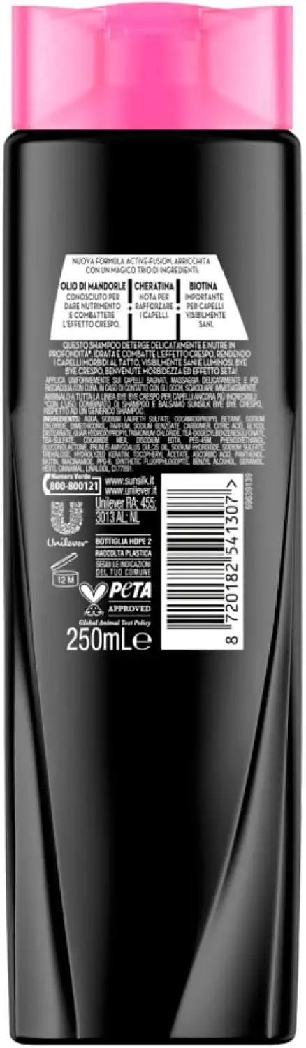 5x Sunsilk Shampoo Bye Bye Crespo Cheratina Olio Capelli Crespi Danneggiati250ml