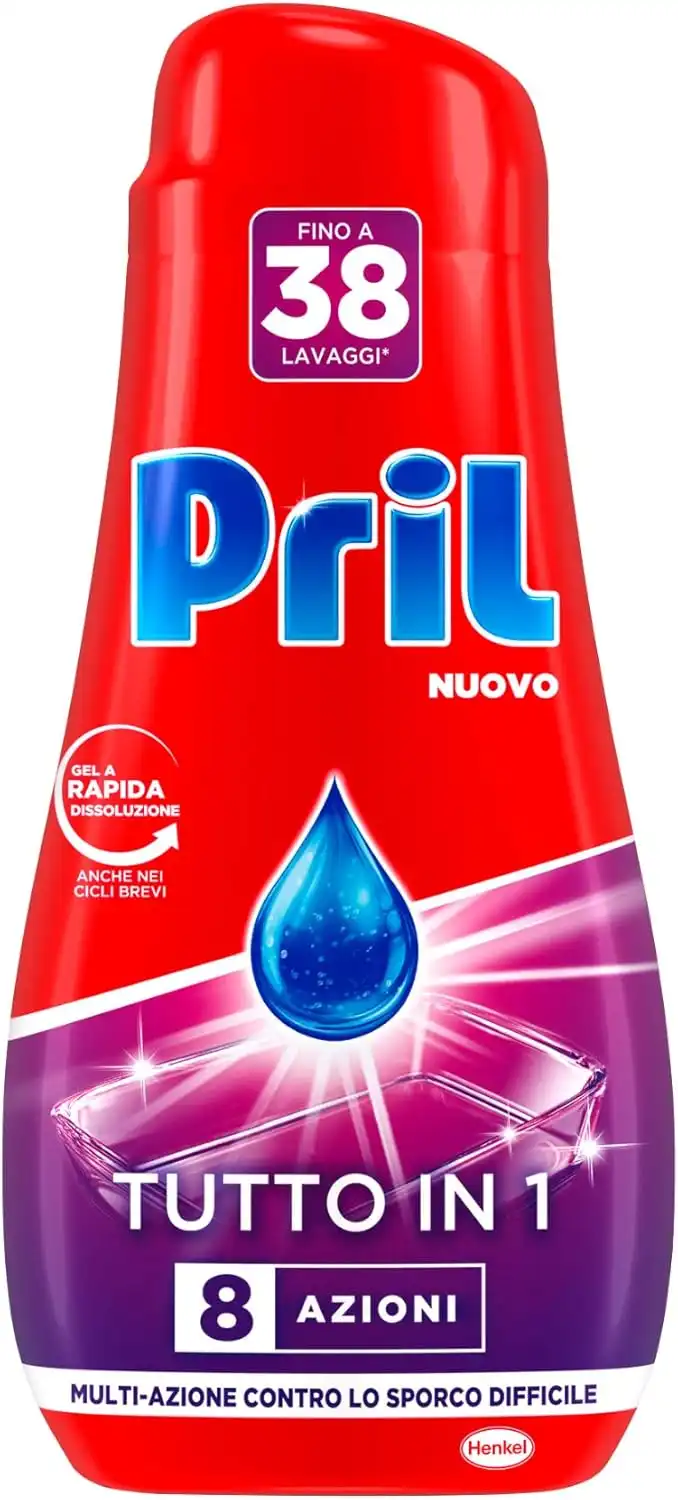 10x Pril Gel All in One Sciogli Grasso Detersivo Lavastoviglie Liquido 38Lavaggi
