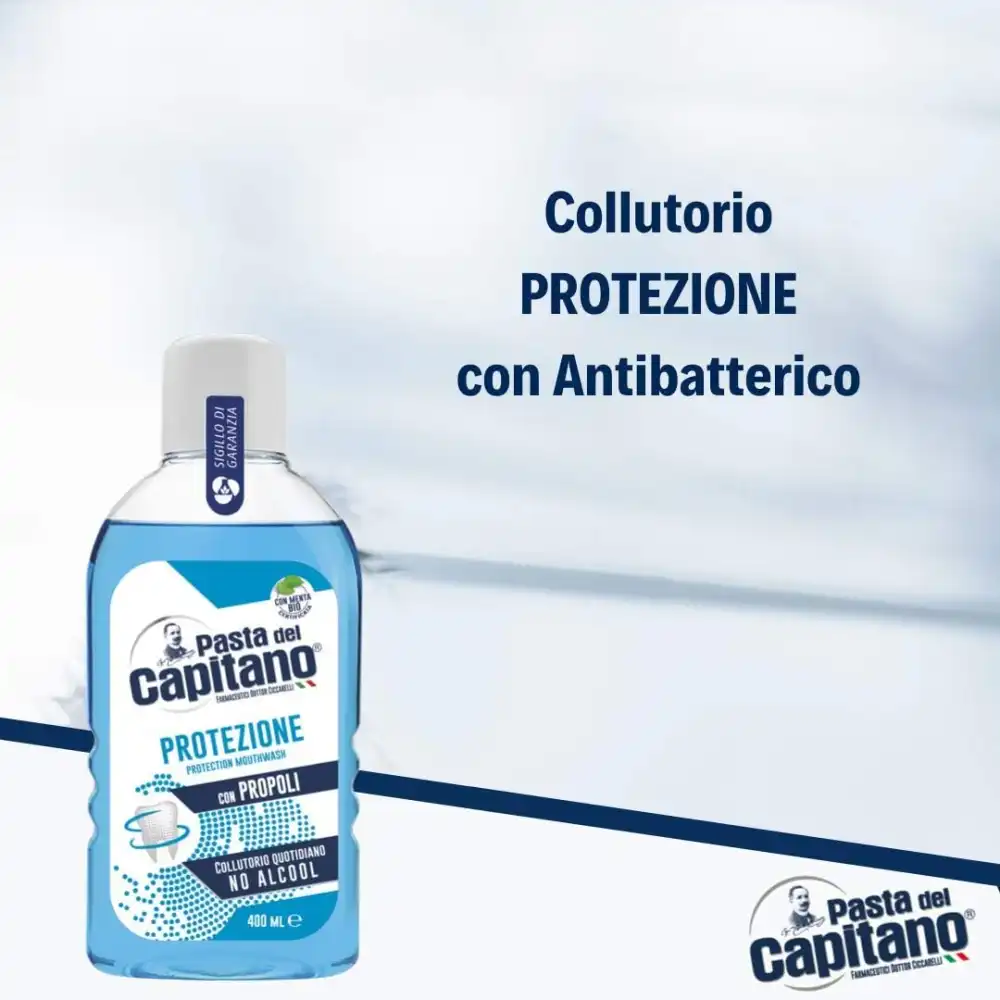 6x Pasta Del Capitano Collutorio Protezione Denti Gengive Propoli No Alcol 400ml