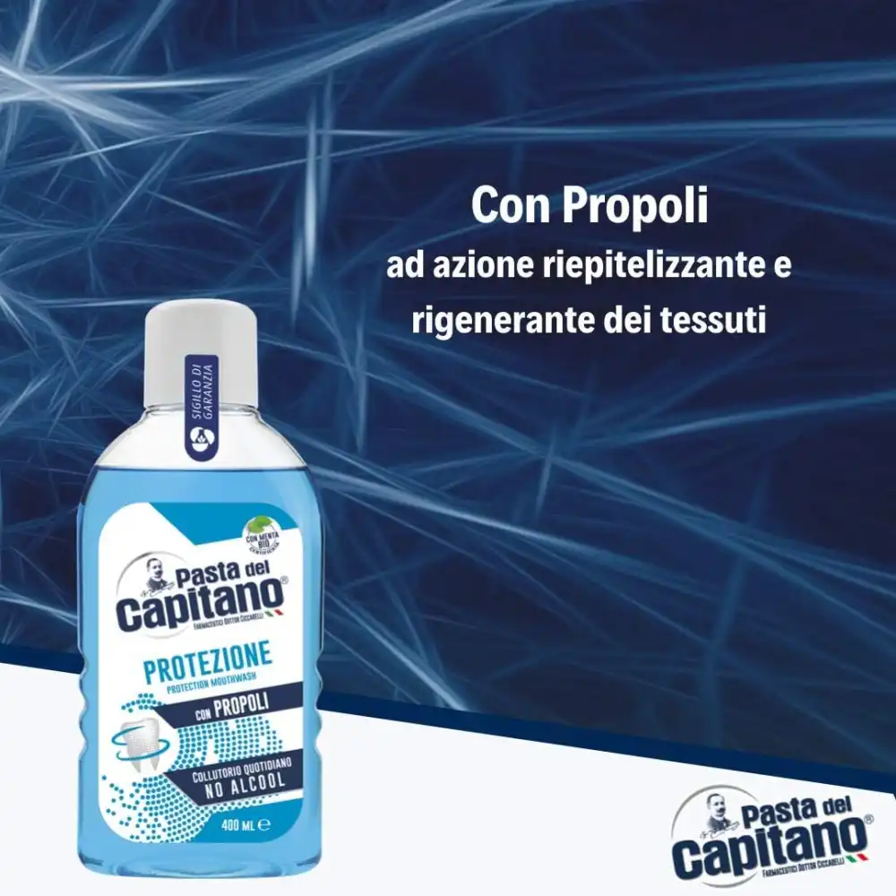 6x Pasta Del Capitano Collutorio Protezione Denti Gengive Propoli No Alcol 400ml