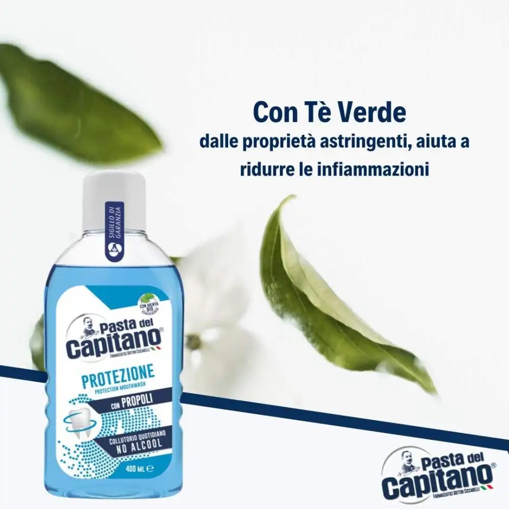 6x Pasta Del Capitano Collutorio Protezione Denti Gengive Propoli No Alcol 400ml