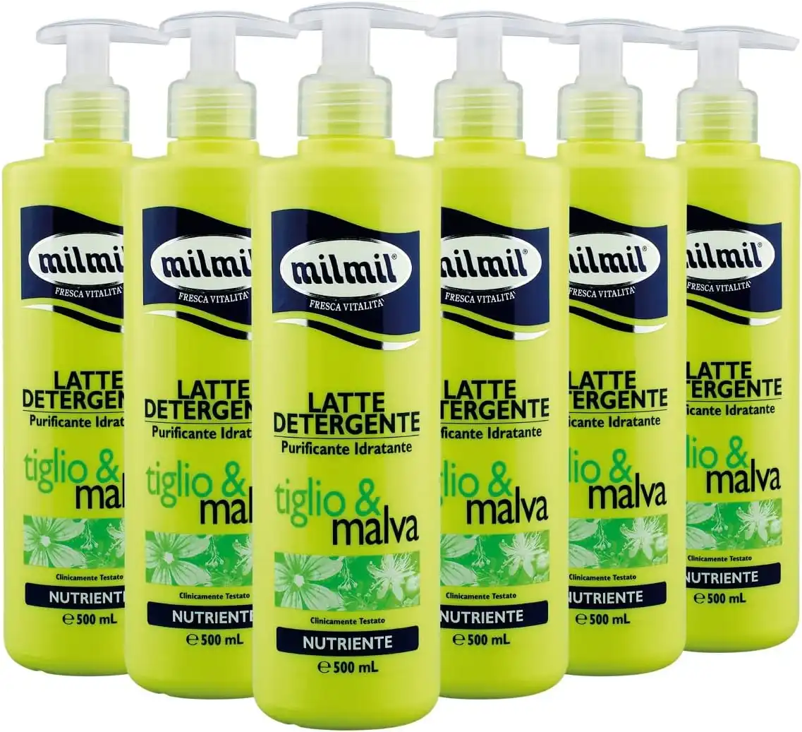 Mil Mil Latte Detergente Tiglio e Malva 6x500ml Struccante Idratante Viso Occhi