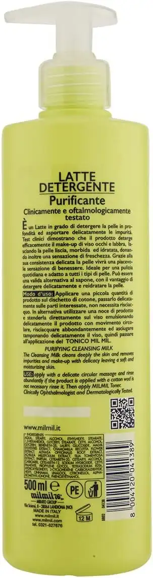 Mil Mil Latte Detergente Tiglio e Malva 6x500ml Struccante Idratante Viso Occhi