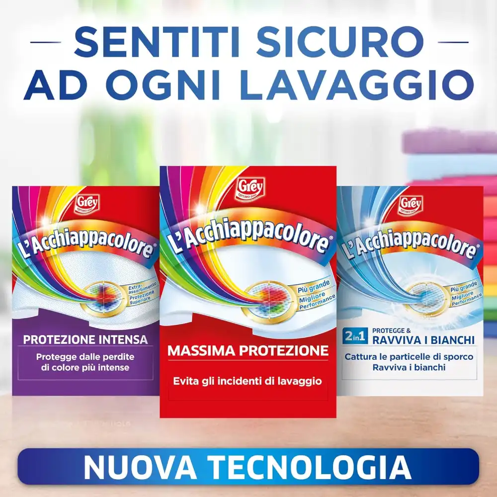 Grey L'Acchiappacolore 3x20 Fogli, Protegge e Previene Incidenti Lavaggio