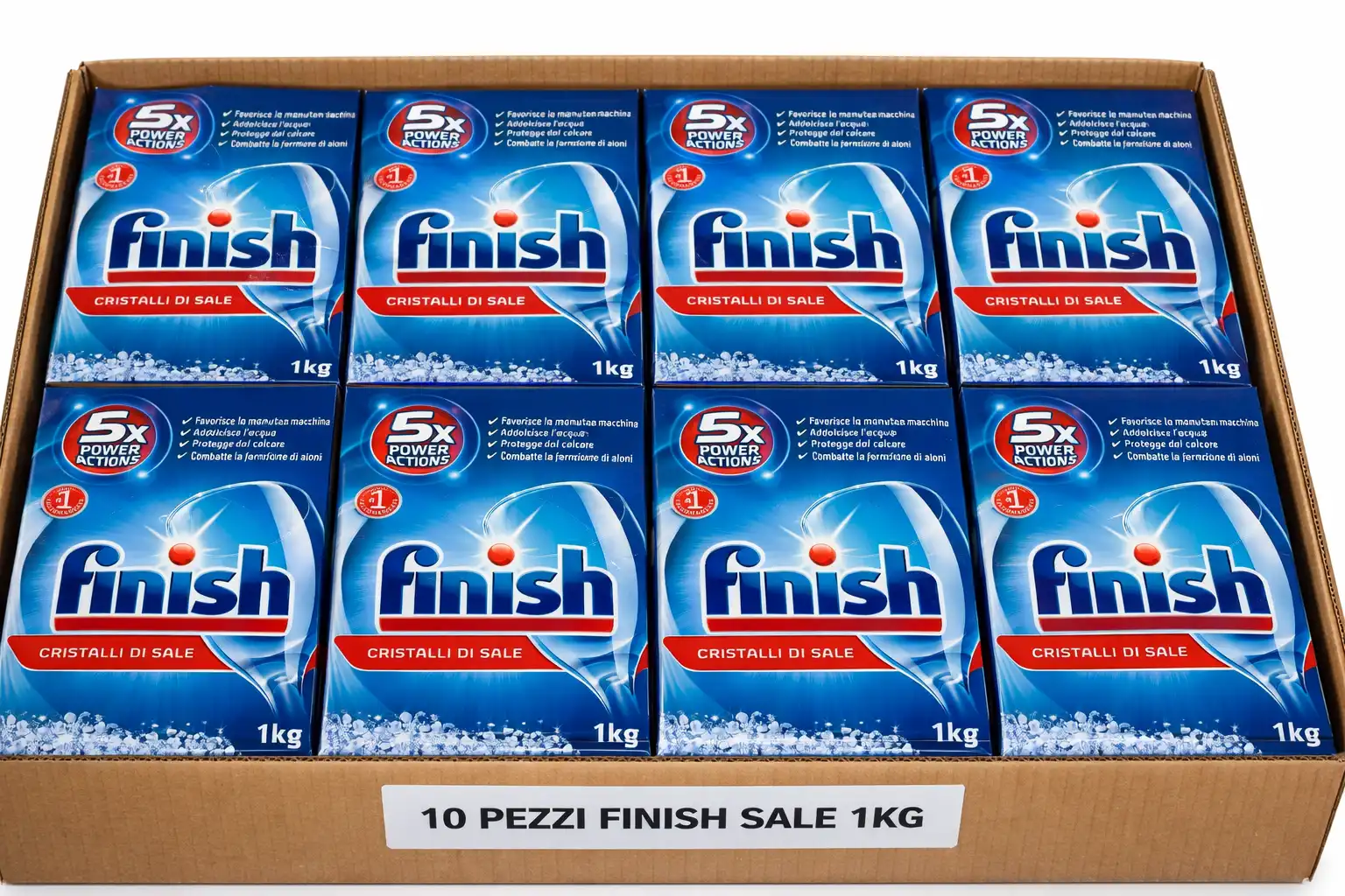 Finish Sale Lavastoviglie 1Kg x10 Cristalli Anticalcare Protezione Totale