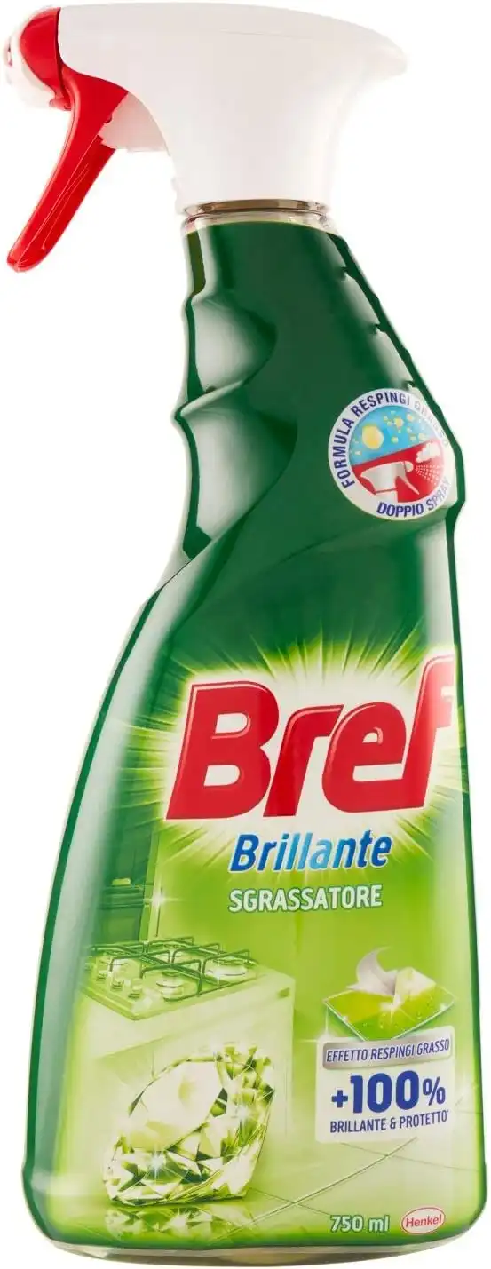 8X Bref Brillante Spray Sgrassatore 750ml Rimuove Grasso Ostinato Cucina