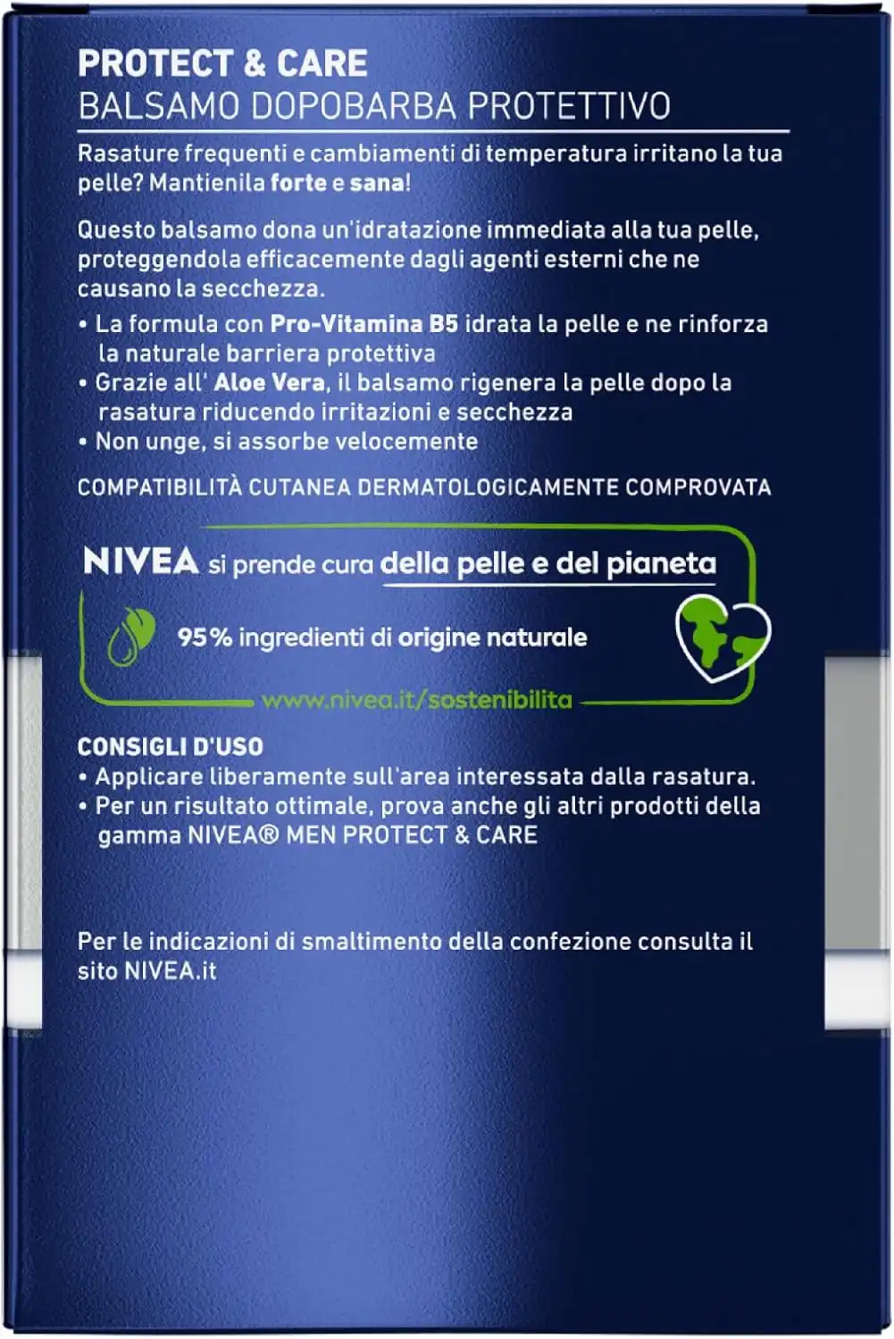 3X Nivea Men Protect & Care Balsamo Dopobarba Aloe Vera B5 100Ml After Shave 3PZ