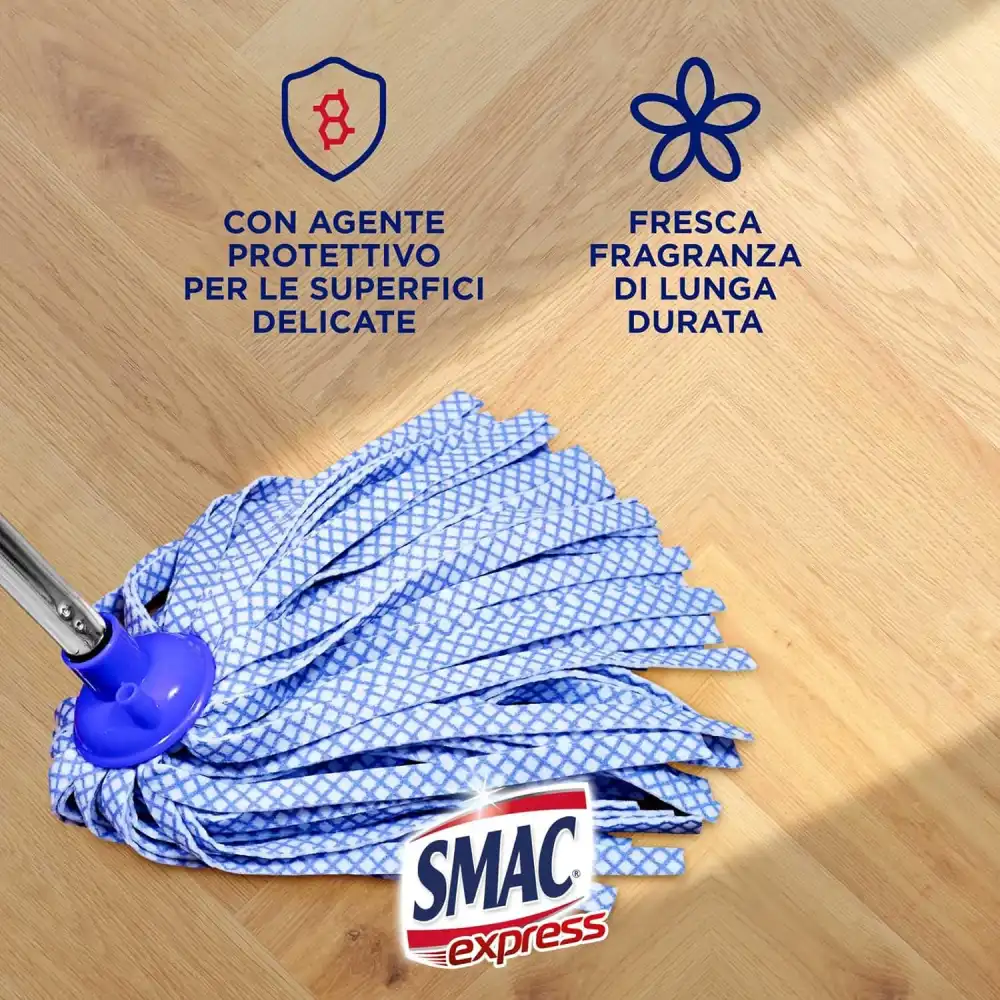 4x Smac Express Parquet Cotto 1L Detergente Pavimenti Delicati Senza Risciacquo