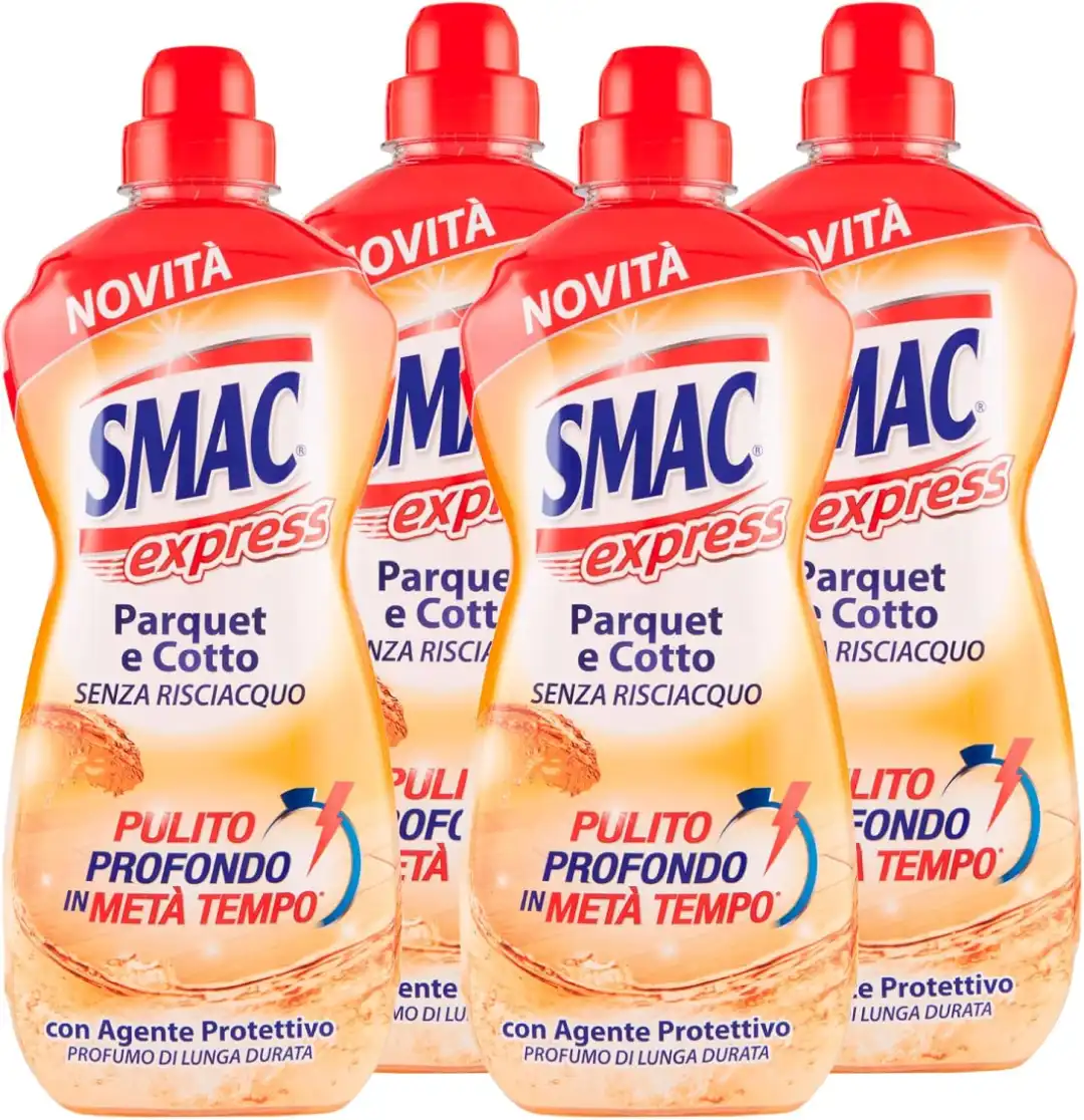 4x Smac Express Parquet Cotto 1L Detergente Pavimenti Delicati Senza Risciacquo