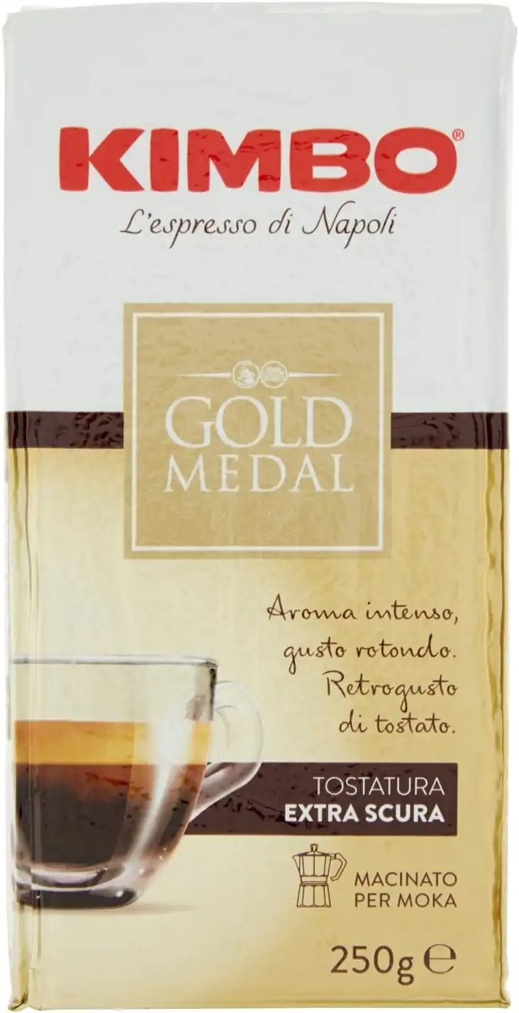 10x Caffè Macinato Gold Medal 250g – Tostatura Extra Scura per Moka 2,5kg Totale