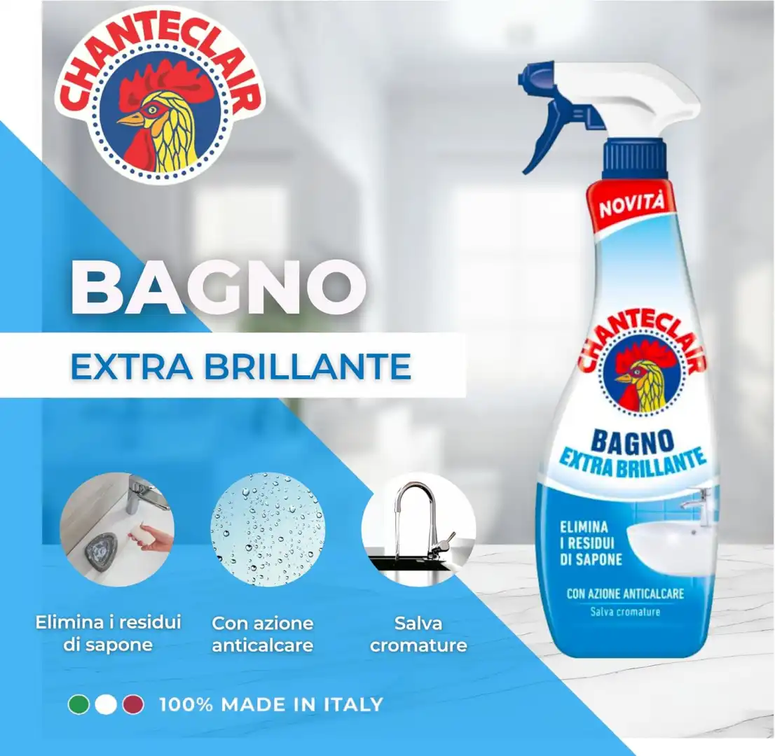 12X Chanteclair Bagno Anticalcare Spray Extra Brillante Pulizia Igiene 625ml