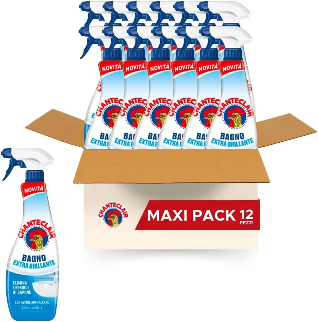 12X Chanteclair Bagno Anticalcare Spray Extra Brillante Pulizia Igiene 625ml