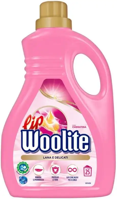 8x Lip Woolite Detersivo Liquido Lavatrice Per Lana e Capi Delicati 200 Lavaggi