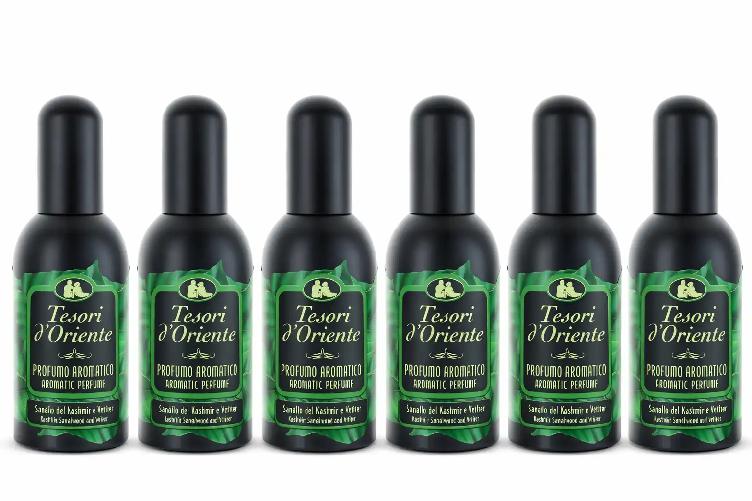 6x Tesori d'Oriente Profumo Sandalo Kashmir Vetiver 100ml Aromatico Uomo