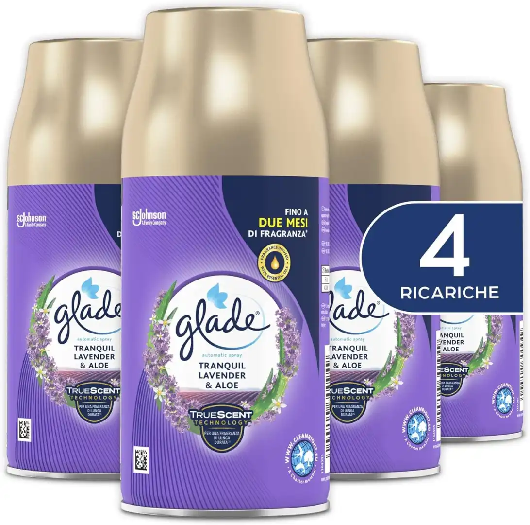 Glade Automatic Spray Ricarica Profumatore per Ambienti Lavander & Aloe 4x269ml