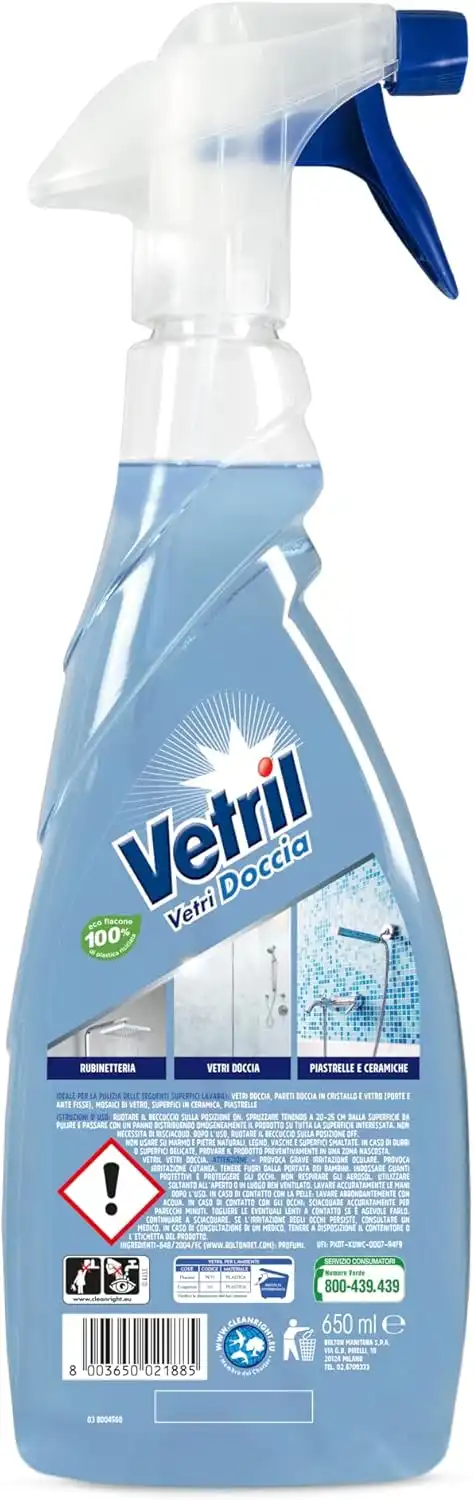 Vetril Natural Spray Vetri 650ml x4 – Detergente Brillantezza No Aloni