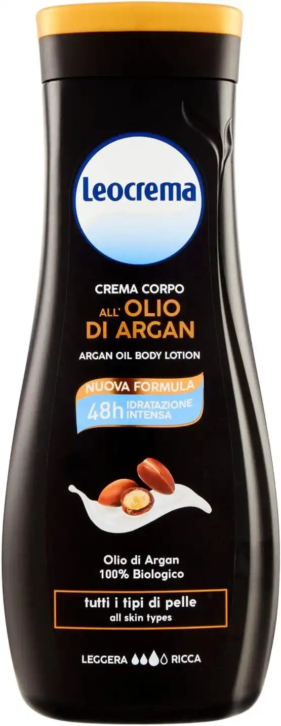 12x Leocrema Crema Fluida Corpo Olio Di Argan 400ml Idratante Pelle Morbida