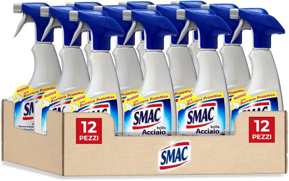 Smac Brilla Acciaio Spray Anticalcare e Lucidante, 500 ml x 12 Pezzi