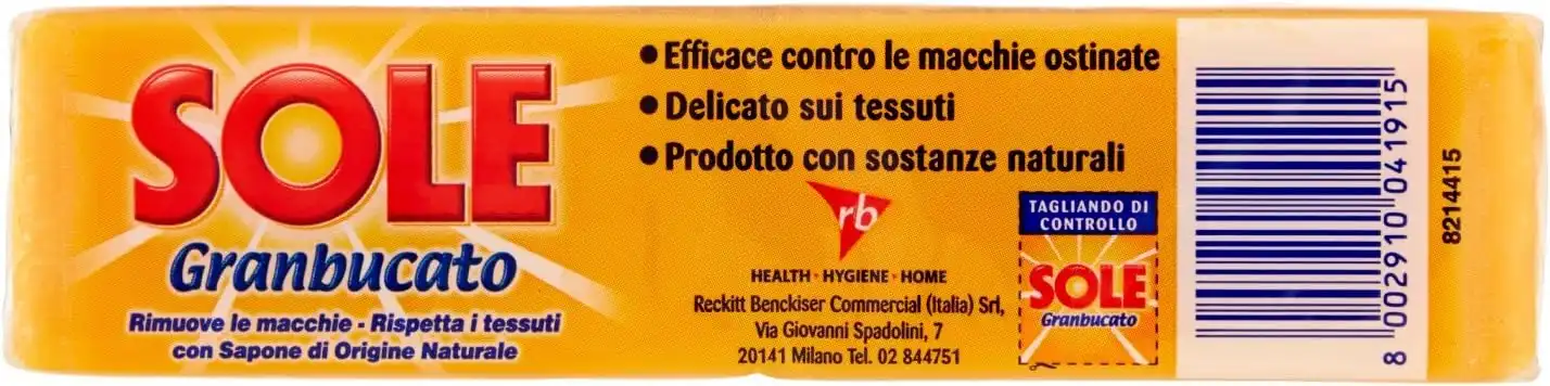 18X Sole Sapone Bucato 2X250G Granbucato 500G Rimuove Macchie Naturale