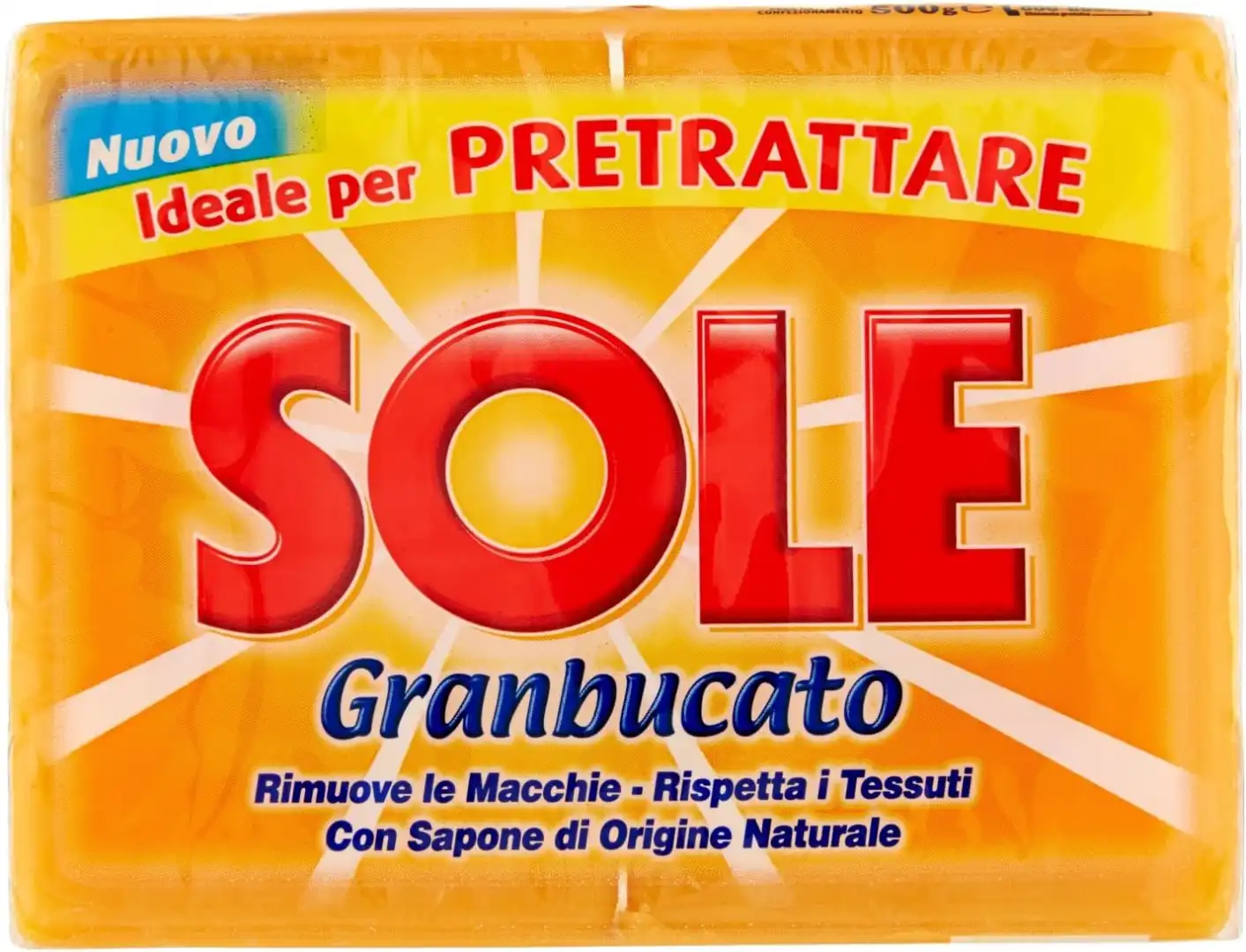 18X Sole Sapone Bucato 2X250G Granbucato 500G Rimuove Macchie Naturale