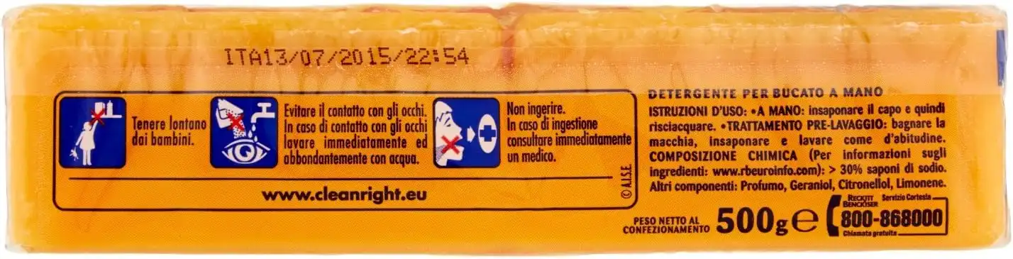 18X Sole Sapone Bucato 2X250G Granbucato 500G Rimuove Macchie Naturale