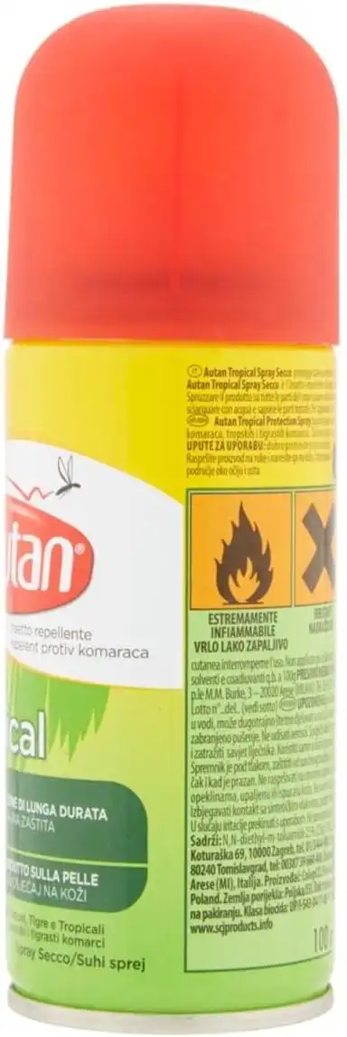 12x Autan Tropical Spray Secco 100ml – Repellente Insetti Fino a 8h Protezione