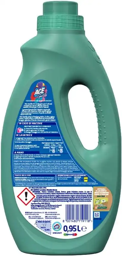 8x Ace Gentile Candeggina Delicata Lavanda e Muschio Bianco in Flaconi da 0,95lt