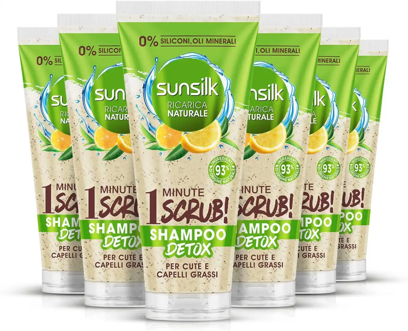 Sunsilk Shampoo Detox Scrub Tè Verde Limone 6x200ml Cute Grassa Capelli
