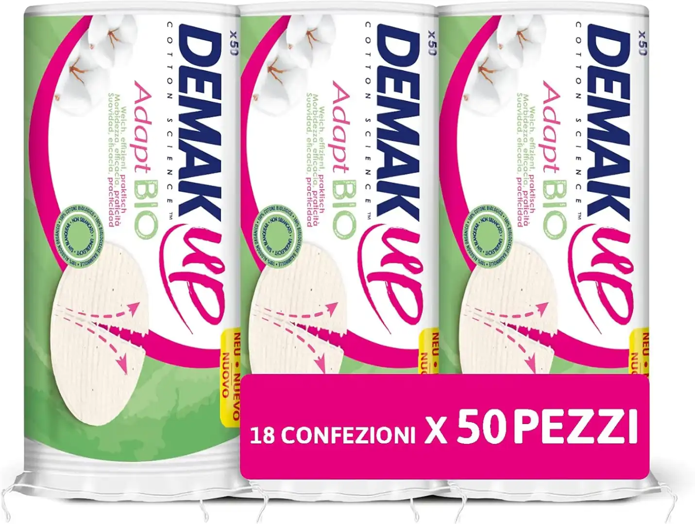 Demak'Up Bio Adapt 900 Dischetti Struccanti 18 Confezioni da 50 Cotone Bio