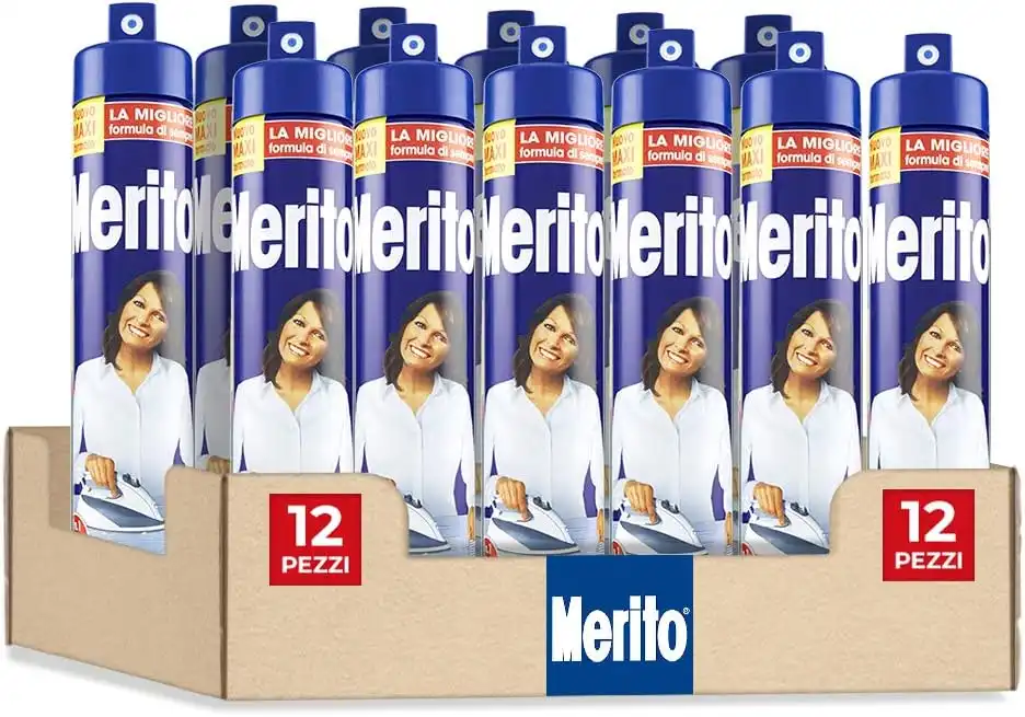 Merito Appretto Spray - Stiratura Facile, Elimina Pieghe e Profuma, 12x525ml